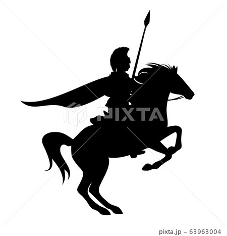 spartan hero warrior riding rearing up horse black vector silhouette spartan hero warrior riding rearing up horse black vector silhouette 63963004