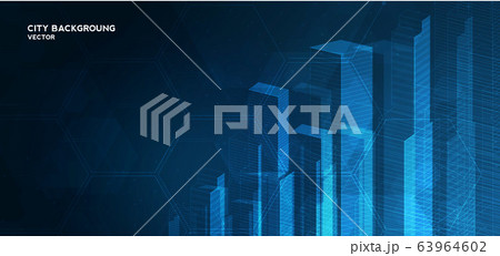 City background architectural with drawings of modern for use web, magazine or poster vector design. 63964602