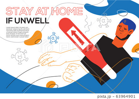 Stay at home if unwell - flat design style banner Stay at home if unwell - flat design style banner 63964901