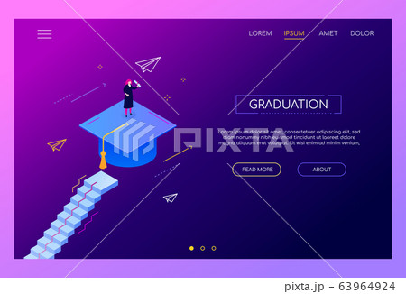 Graduation concept - modern isometric vector web banner Graduation concept - modern isometric vector web banner 63964924