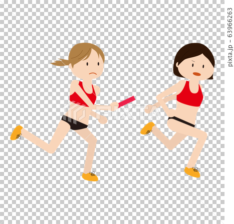 陸上女子 リレーのイラスト素材 陸上女子 リレーのイラスト素材