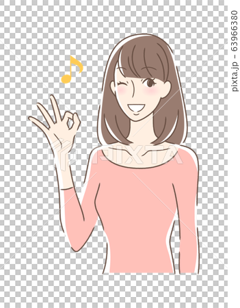 笑顔でOKサインを出す女性 63966380