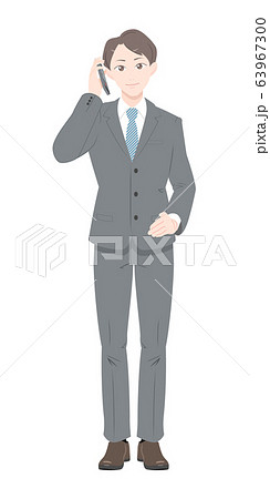 電話 ポーズ ビジネス スーツ 男性 全身 電話 ポーズ ビジネス スーツ 男性 全身 63967300