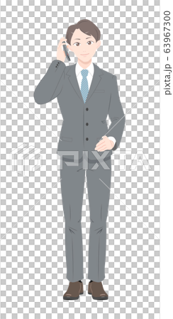 電話 ポーズ ビジネス スーツ 男性 全身 電話 ポーズ ビジネス スーツ 男性 全身 63967300