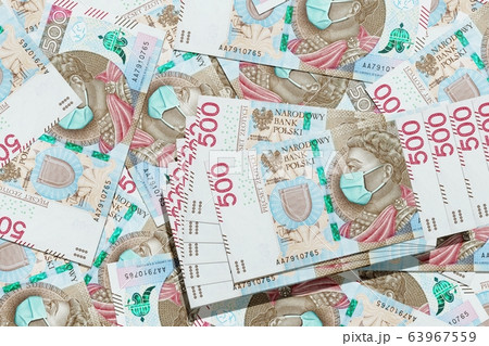 Polish 500 zlotych printed during Coronavirus pandemic. National Bank of Poland prints huge amount of money to save Polish economy and prevent country from recession. This crisis is J. Kaczynski fault Polish 500 zlotych printed during Coronavirus pandemic. National Bank of Poland prints huge amount of money to save Polish economy and prevent country from recession. This crisis is J. Kaczynski fault 63967559