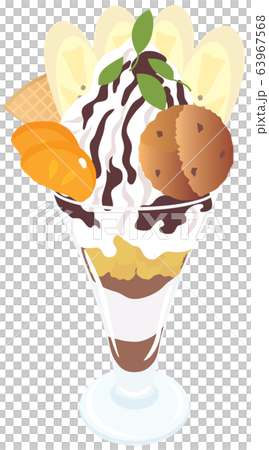 バナナののったチョコレートパフェのイラスト 63967568