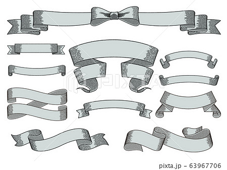 ビンテージ レトロ リボン バナーのイラスト素材