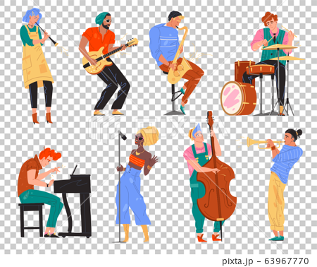 Vector Illustration Of Jazz Music Band Man のイラスト素材