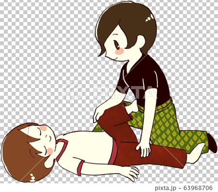 タイ式マッサージ(仰向けストレッチ)のイラスト素材 63968706