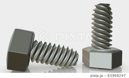 Concept of two screws on white 63969297