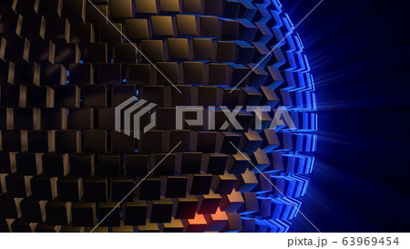 3D rendering of an abstract sphere from volumetric cubic blocks 3D rendering of an abstract sphere from volumetric cubic blocks 63969454