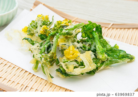 Rape Blossom Tempura Stock Photo