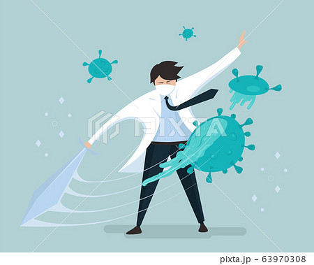 Masked doctor fighting virus for life. Victory Masked doctor fighting virus for life. Victory 63970308