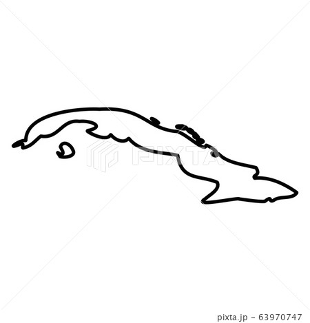 Cuba - solid black outline border map of country area. Simple flat vector illustration 63970747
