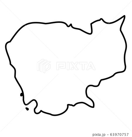 Cambodia - solid black outline border map of country area. Simple flat vector illustration Cambodia - solid black outline border map of country area. Simple flat vector illustration 63970757