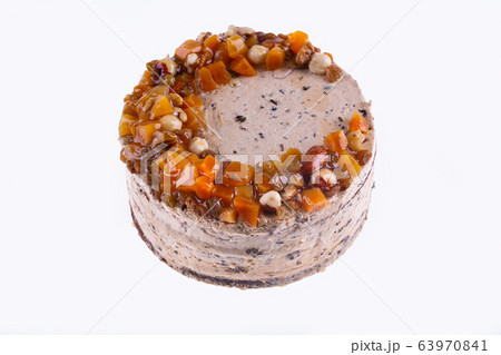 Berry cake with nuts on white background 63970841