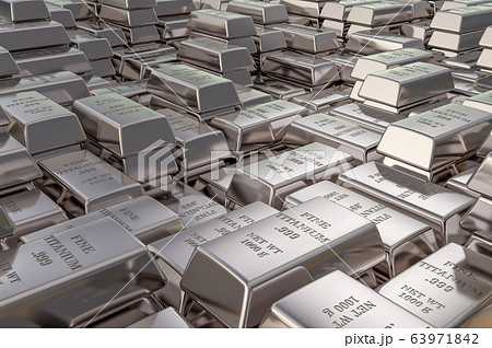 Titanium bars, ingots background. 3D rendering Titanium bars, ingots background. 3D rendering 63971842