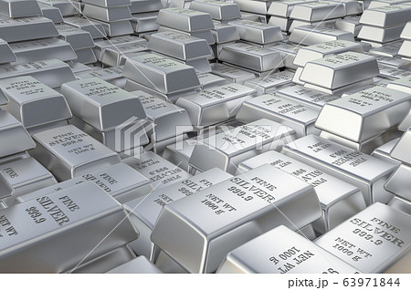 Silver ingots, bars background. 3D rendering 63971844