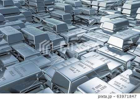 Palladium ingots, bars background. 3D rendering 63971847