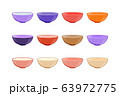 Set of empty bowls of different colors isolated on white background 63972775
