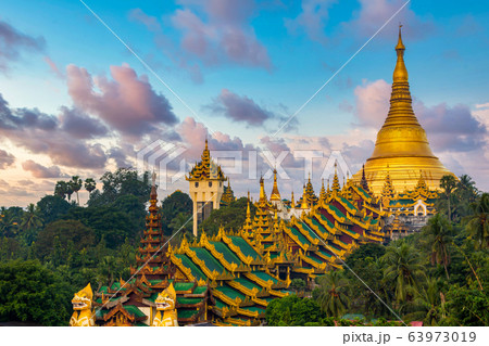 Shwedagon Pagoda attraction in Yagon City with Shwedagon Pagoda attraction in Yagon City with 63973019