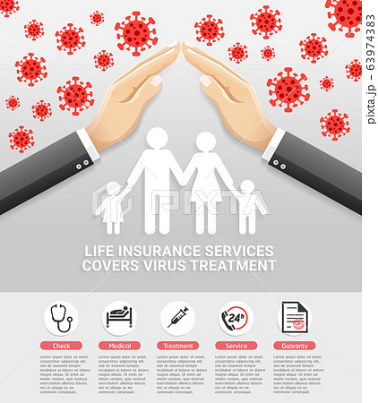 Life insurance services covers virus Treatment. Vector illustrations. Life insurance services covers virus Treatment. Vector illustrations. 63974383