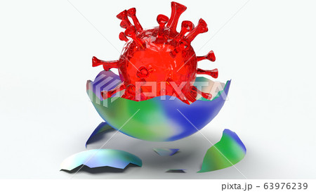 The virus in world crack 3d rendering for medical content. 63976239