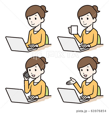リモートワーク 女性 リモートワーク 女性 63976854