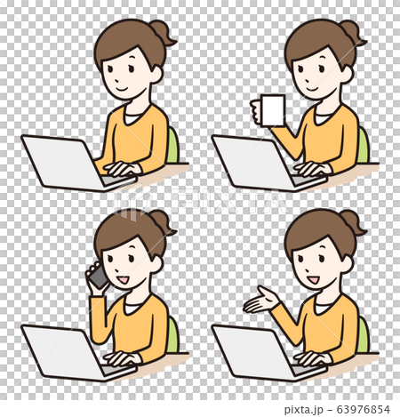 リモートワーク 女性 リモートワーク 女性 63976854