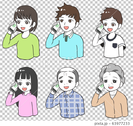 スマホで電話をする人々のイラスト素材