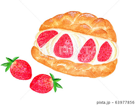 イチゴのシュークリーム(水彩画) イチゴのシュークリーム(水彩画) 63977856