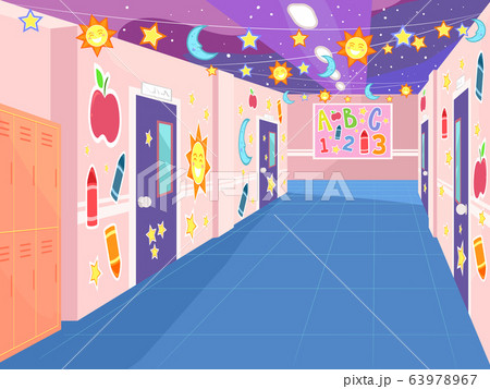 School Corridor Decorated Illustration 63978967