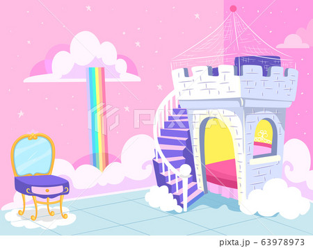 Kids Bedroom Fantasy Princess Theme Illustration 63978973