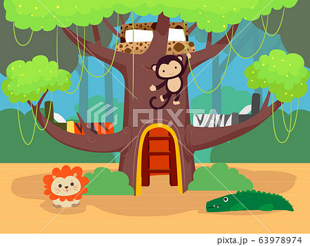 Kids Bedroom Jungle Theme Illustration Kids Bedroom Jungle Theme Illustration 63978974