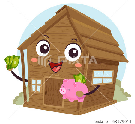 Mascot Cabin Off Grid Save Money Illustration Mascot Cabin Off Grid Save Money Illustration 63979011