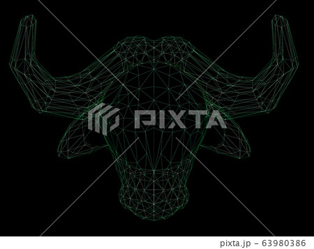 Wireframe polygonal buffalo 63980386