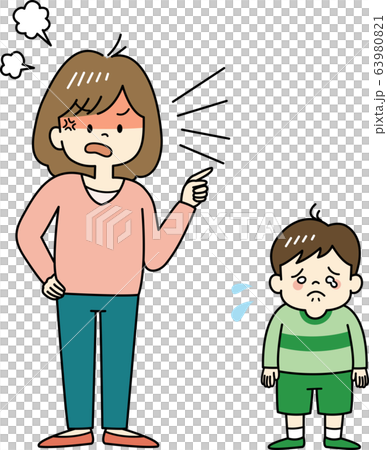 Mother Scolding Child Strongly Stock Illustration