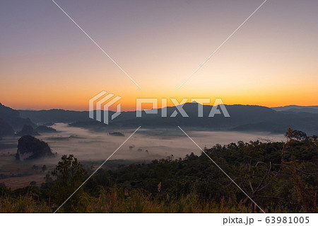sunrise above the mist in Phulangka viewpoint 63981005