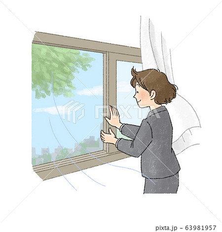 換気する人（女性会社員） 63981957