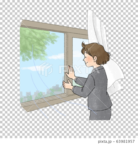 換気する人（女性会社員） 63981957