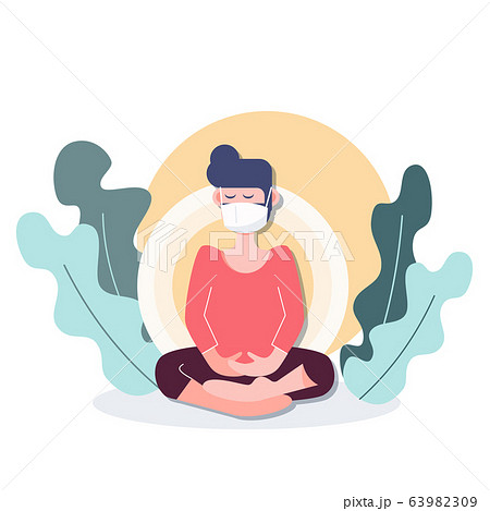 People meditation in shelter place during covid-19 People meditation in shelter place during covid-19 63982309
