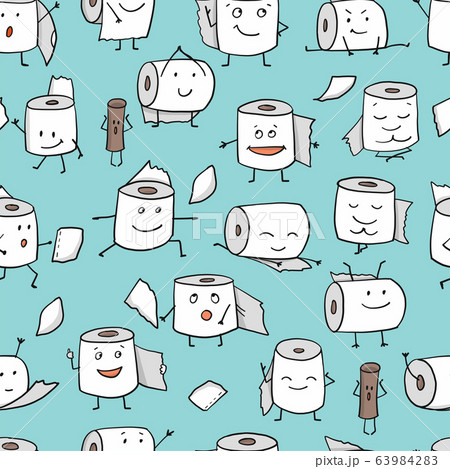 Toilet Papers rolls. Funny Characters, seamless pattern for your design Toilet Papers rolls. Funny Characters, seamless pattern for your design 63984283