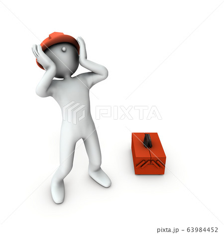 頭を抱えて心配するエンジニア 頭を抱えて心配するエンジニア 63984452