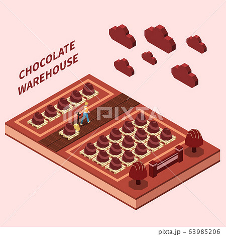 Chocolate Warehouse Isomeric Design Concept Chocolate Warehouse Isomeric Design Concept 63985206
