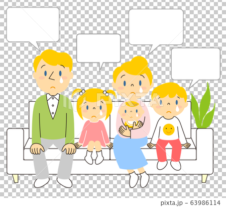 ソファーで泣いている5人家族 イラスト ソファーで泣いている5人家族 イラスト 63986114