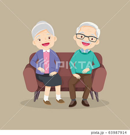 elder couple sitting on the sofa,Happy senior man 63987914