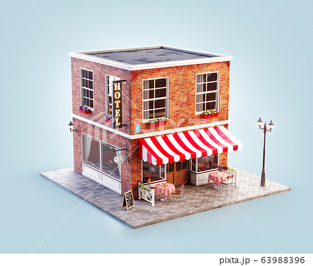 Unusual 3d illustration of a cozy cafe 63988396