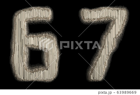 Set of numbers 6 and 7 made of industrial metal 3D Set of numbers 6 and 7 made of industrial metal 3D 63989669