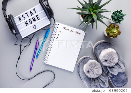 Stay home text Lightbox 63990205