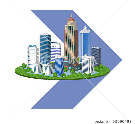 都市の環境変化を表現した矢印入りのイラストdのイラスト素材